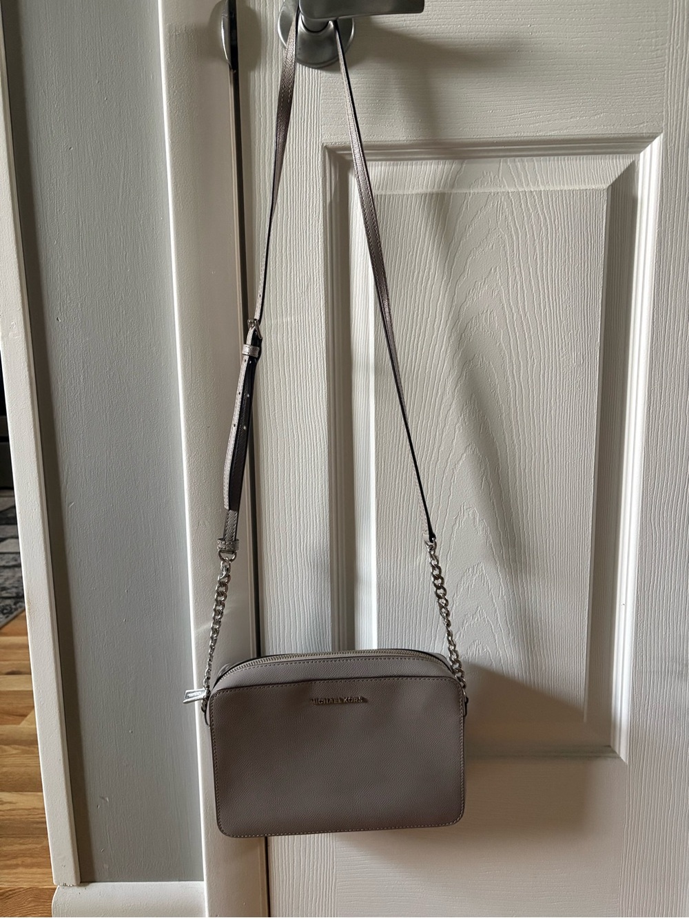 Michael Kors Pebbled Leather Crossbody in Taupe Gray